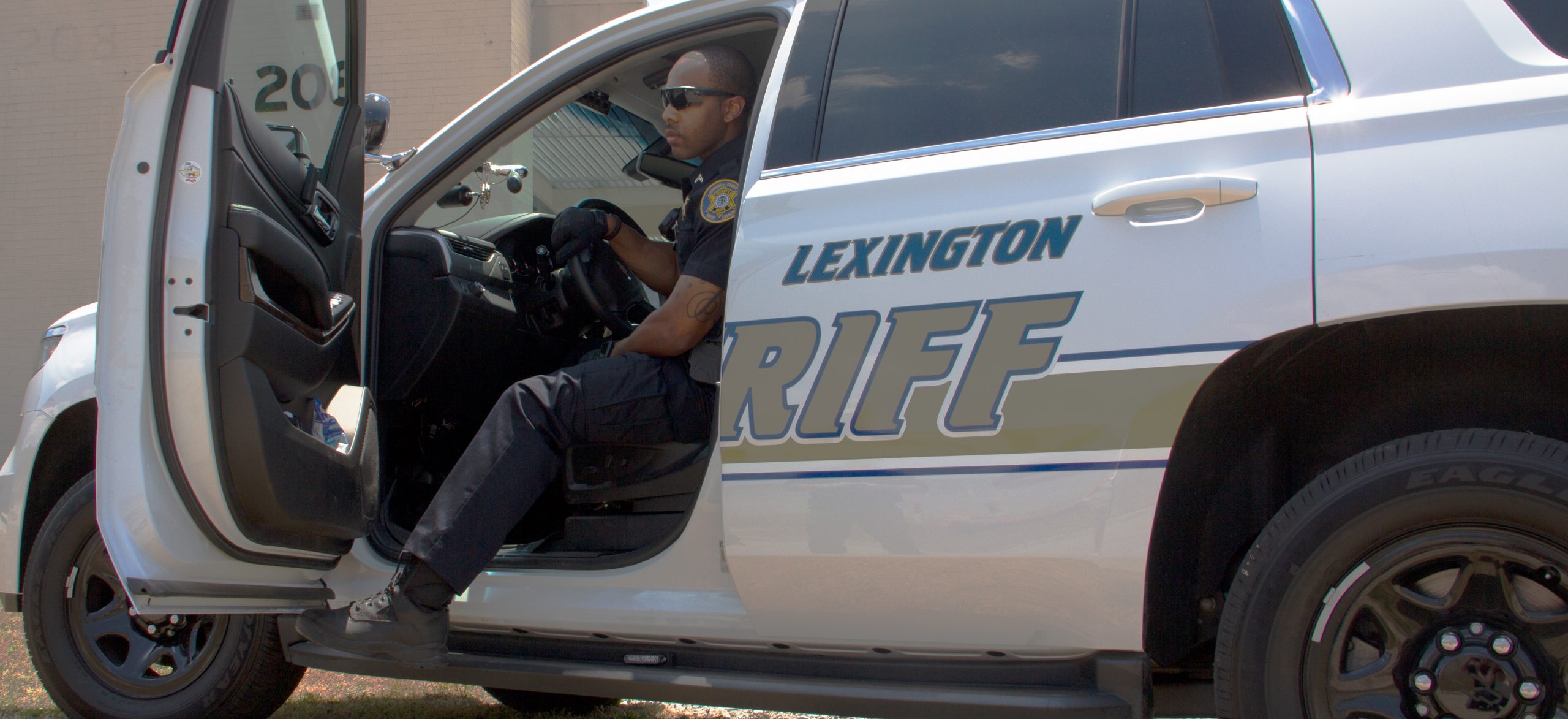 A Lexington County police officer sitting in his vehicle.